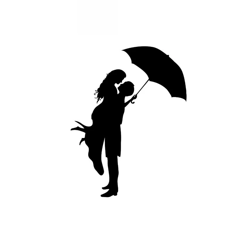 Autocollant De Voiture En Pvc Noir Blanc 14cm X 11cm A La Mode Pour Couple Parapluie Amour Romantique Creatif Couverture A Rayures Aliexpress