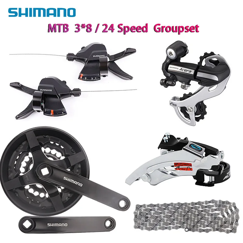Shimano Système De Transmission Vtt 3x8 24 Vitesses, Ensemble De