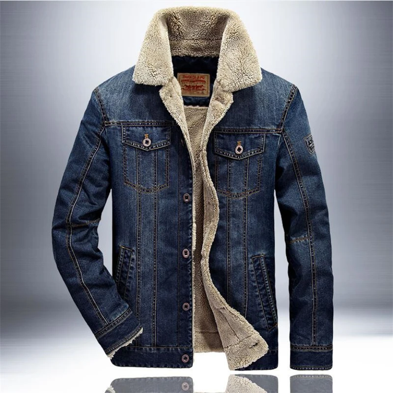 5XL 7XL Mooie Winter Warm Denim Jacket Men Casual Slim Parka Jassen Merk Jeans Jas Militaire Uitloper Cowboy Jassen Plus size