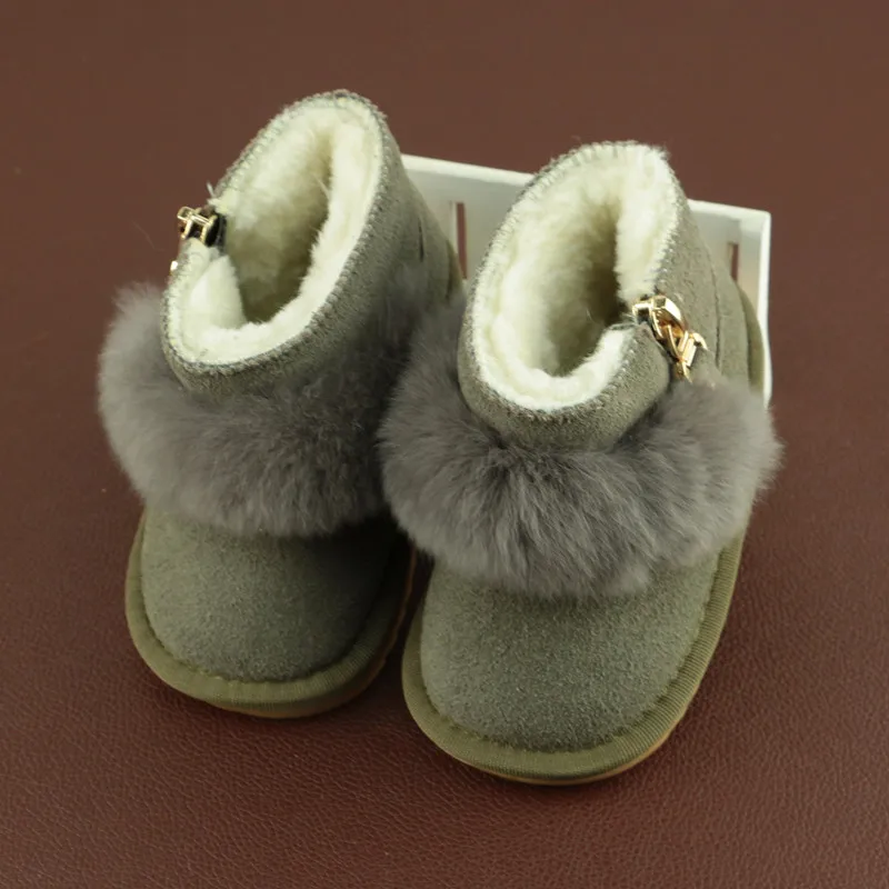 Зимние детские ботинки; детская обувь; зимние теплые ботинки из натуральной кожи; милые меховые ботинки для малышей