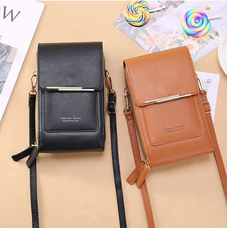 Soft Leather Wallets Touch Screen Mobile Phone Bag for Female Mini Card Holder for Key Coin Purse Vertical Crossbody Money Bags Soft Leather Wallets Touch Screen Mobile Phone Bag for Female Mini Card Holder for Key Coin Purse Vertical Crossbody Money Bags