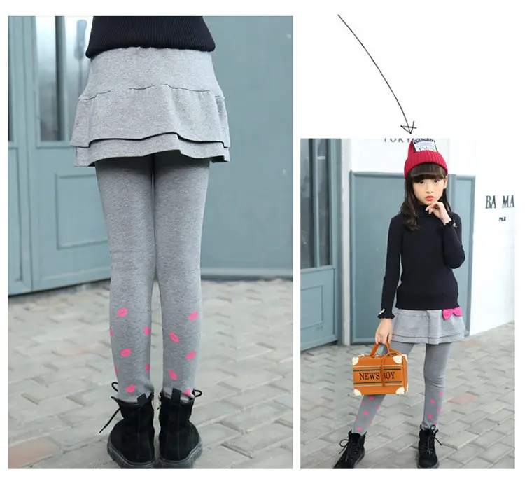 Г. Штаны для девочек детские леггинсы От 4 до 13 лет одежда для детей осенние хлопковые леггинсы Высококачественная юбка-брюки с бантом и рисунком губ для маленьких девочек
