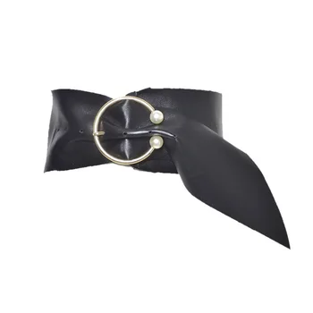 

New Style Selling European and American Style Ladies Large Round Buckle Wide Belt Artificial Leather Suede Pin Buckle Soft Belt