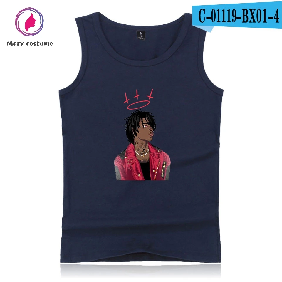 Sahbabii печать хип хоп хлопок модная мужская летняя майка с бретелями пальто без рукавов Горячая тренд Повседневная одежда жилет - Цвет: Navy Blue