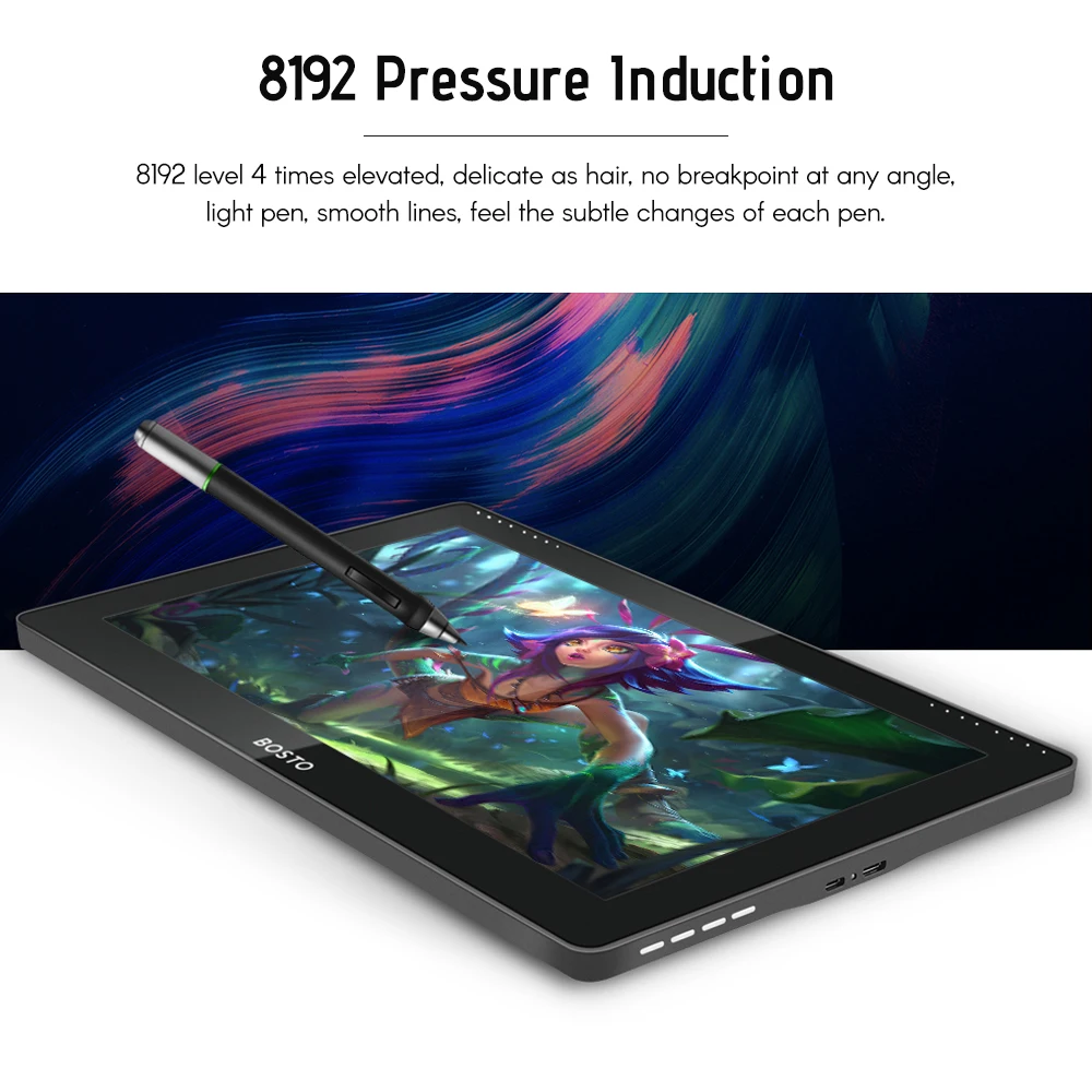BOSTO портативный 15,6 дюймовый H-IPS ЖК-дисплей Графический графический планшет дисплей BT-16HD уровень давления Пассивная технология с питанием от USB низкий уровень искусства