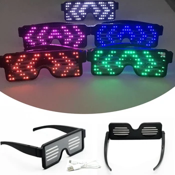 

Hot 11 Modes Quick Flash Led Neon Party Glasses USB Charge Luminous Glasses Christmas Concert Light Toys Rave Army Bomb Dropship