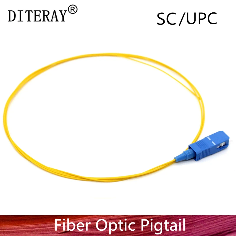 onti 20 50 100 200pcs lot sc apc upc fiber pigtail simplex 9 125 1m single mode fiber optic pigtail 0 9mm 50/PCS SC/UPC fiber Pigtail Simplex 9/125 Single Mode Fiber Optic Pigtail 0.9mm PVC Yellow