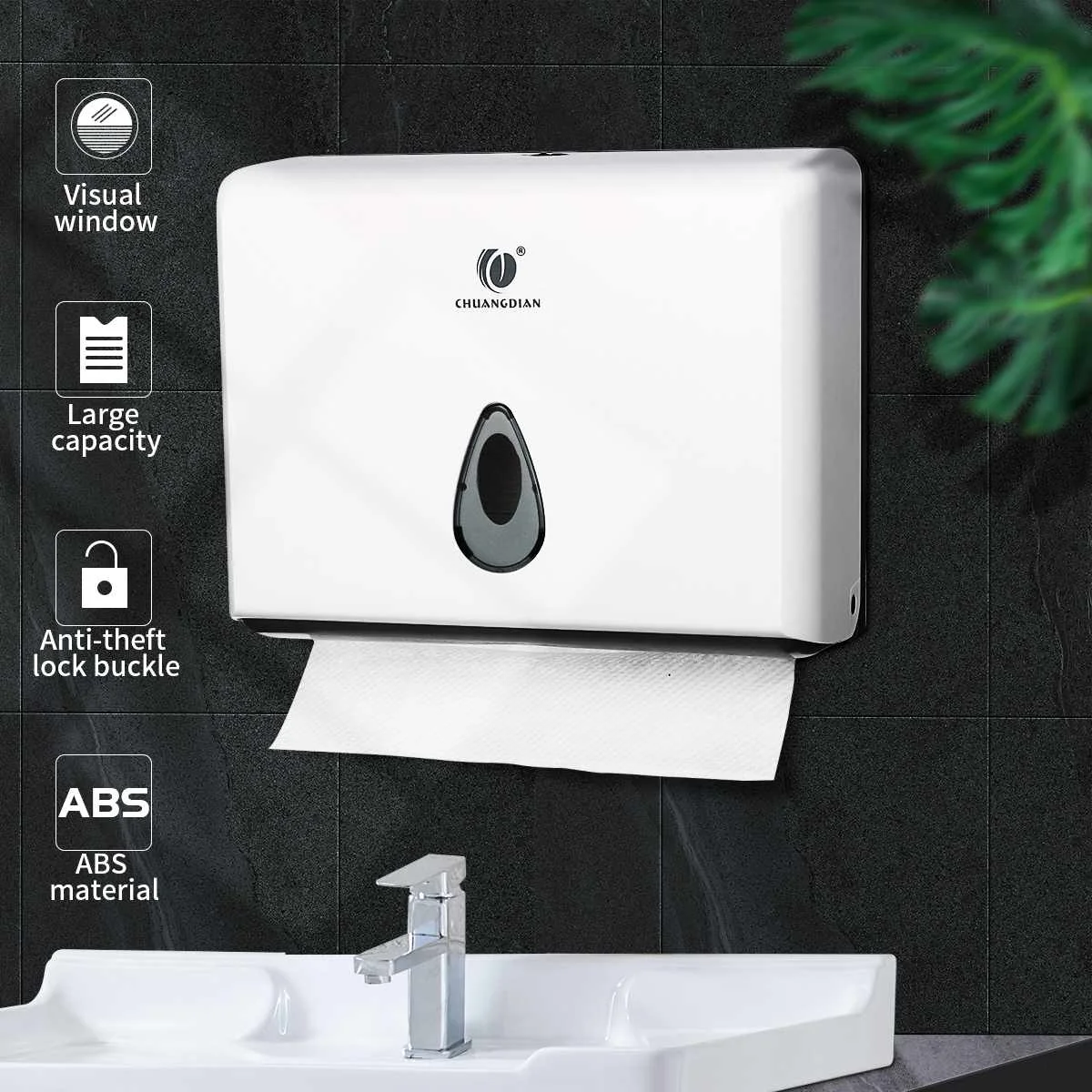 

Wall-Mounted Bathroom Hand Multifold Paper Tissue Box Towel Dispenser Box Industrial Toilet Kitchen Multifold Shelf Holder