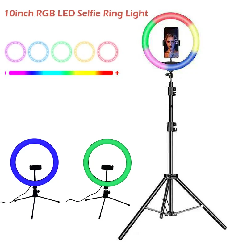 

10inch RGB LED Ring Light Youtube Live Streaming Makeup Fill light Selfie Tiktok Ring Lamp Photographic Lighting With Tripod