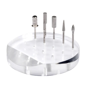 

12 Holes Transparent Nail Drill Bit Holder Exhibition Stand Display Nail Art Container Storage Box Manicure Nail Tool