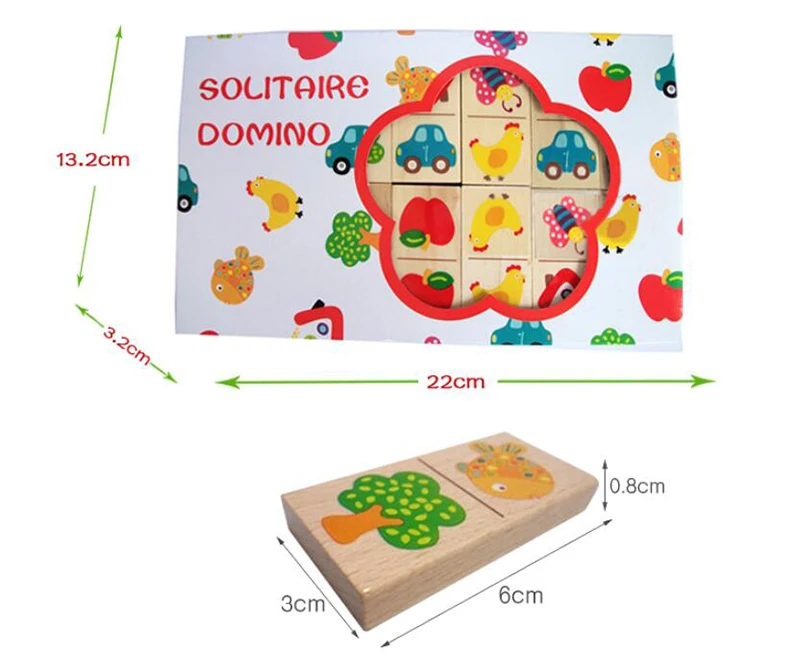 28 шт. деревянный домино Фрукты животных головоломки когнитивные строительные блоки наборные игрушки Монтессори дети учатся образовательные игрушки подарок