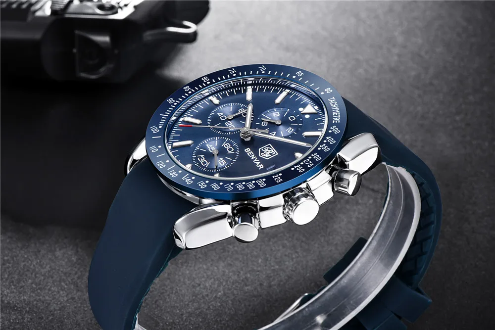 BENYAR, модные мужские часы, Лидирующий бренд, водонепроницаемые кварцевые роскошные часы с хронографом, военные спортивные мужские часы с датой, мужские часы