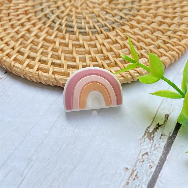10PCS BPA 무료 실리콘 미니 무지개 구슬 젖꼭지 체인에 대 한  실리콘 장난감 Teethers