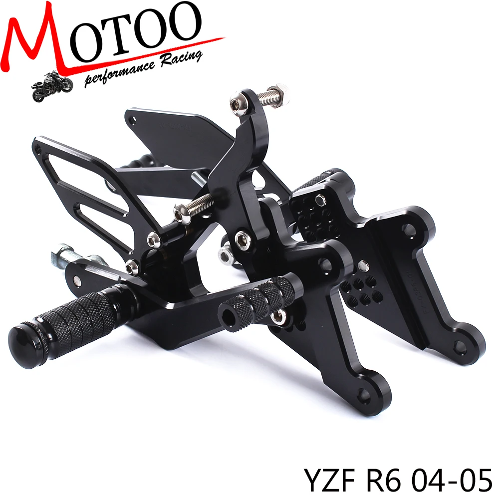 Full CNC aluminum Motorcycle footrest footpeg foot peg pedal  Rearset Rear Set For YAMAHA YZF-R6 2004-2005