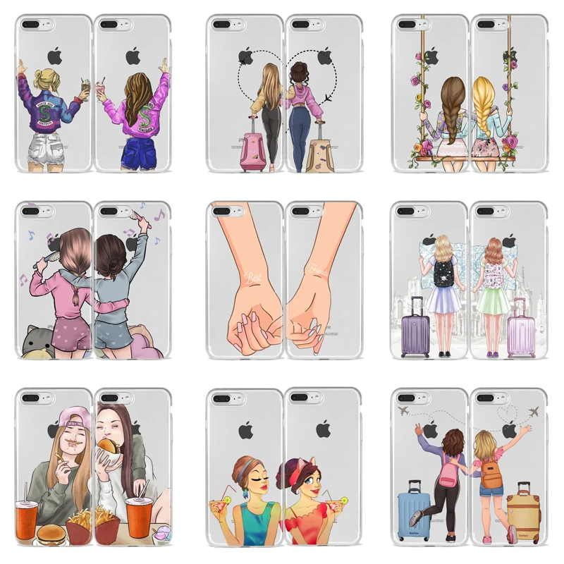 Girls Bff Best Friends Forever Soft TPU silicone Phone Case For iPhone Xs 6 7 8 Plus X XR XS MAX 11 12 13 Mini Pro Max Coque best cases for iphone 13 pro max