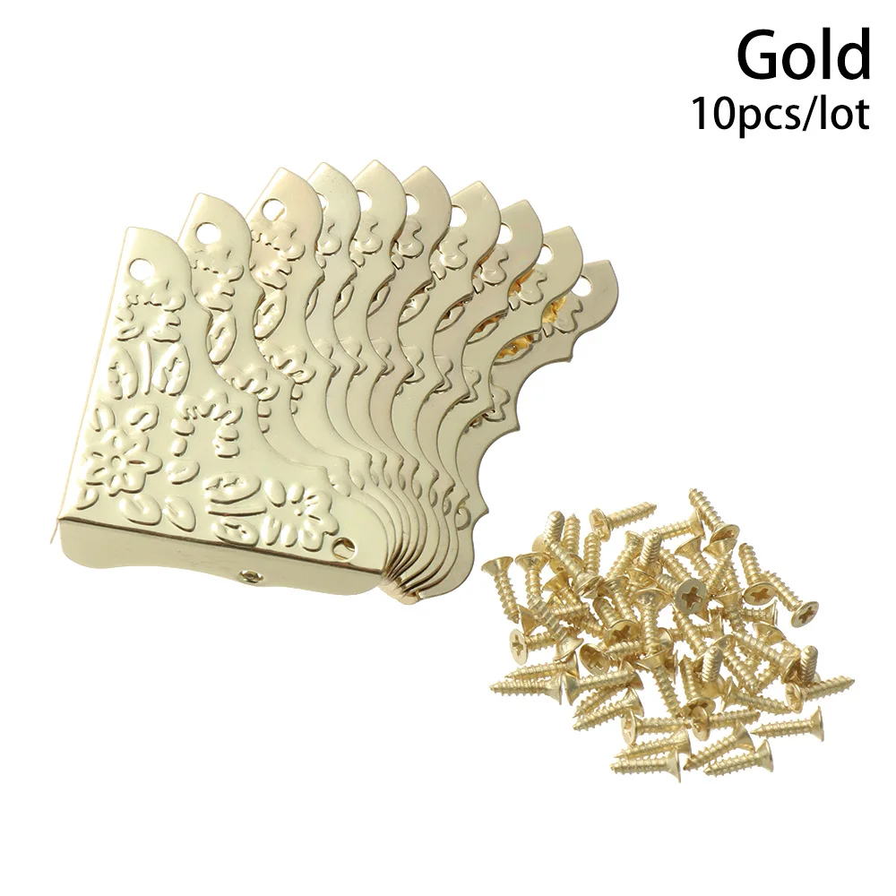 gold 10 шт./упак. угловой кронштейн антикварные ювелирные изделия деревянная коробка ножка угловая Защита Мебель ручной работы фурнитура - Цвет: gold