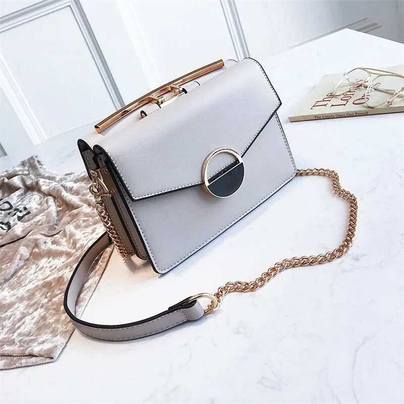 

2020 new women's bag PU leather solid color fashion small square bag cross-body chain shoulder bag
