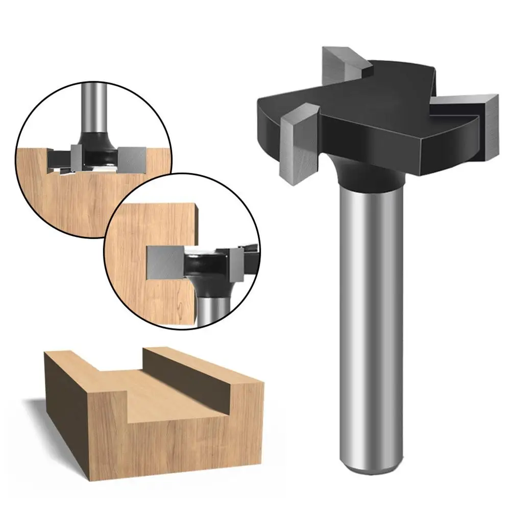

1/4Inch 6mm Shank 3 Flutes T Type Slotting End Mill Router Bit Woodworking Tool