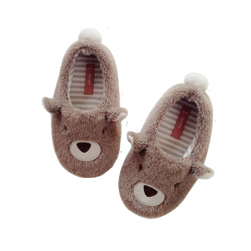 

MudiPanda Children'S Plush Shoes 2020 Winter Kids Boys Girls Cute Brown Bear Baby Indoor Home Warm Animal Slippers Non-Slip