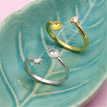 

Ring Mount Pearl Accessories Adjustable Size 925 Silver Plated Ring Jewelry DIY No Pearl Free Shipping