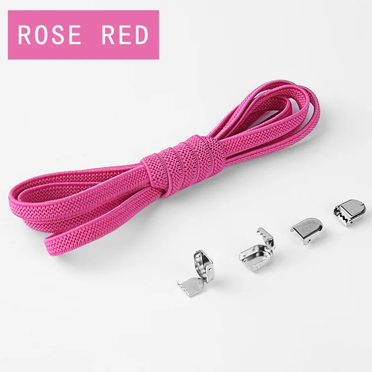 rose red 1 пара шнурки без завязок плоские эластичные шнурки для обуви для детей и взрослых кроссовки шнурки быстро ленивые шнурки 20 цветов шнурки - Цвет: rose red