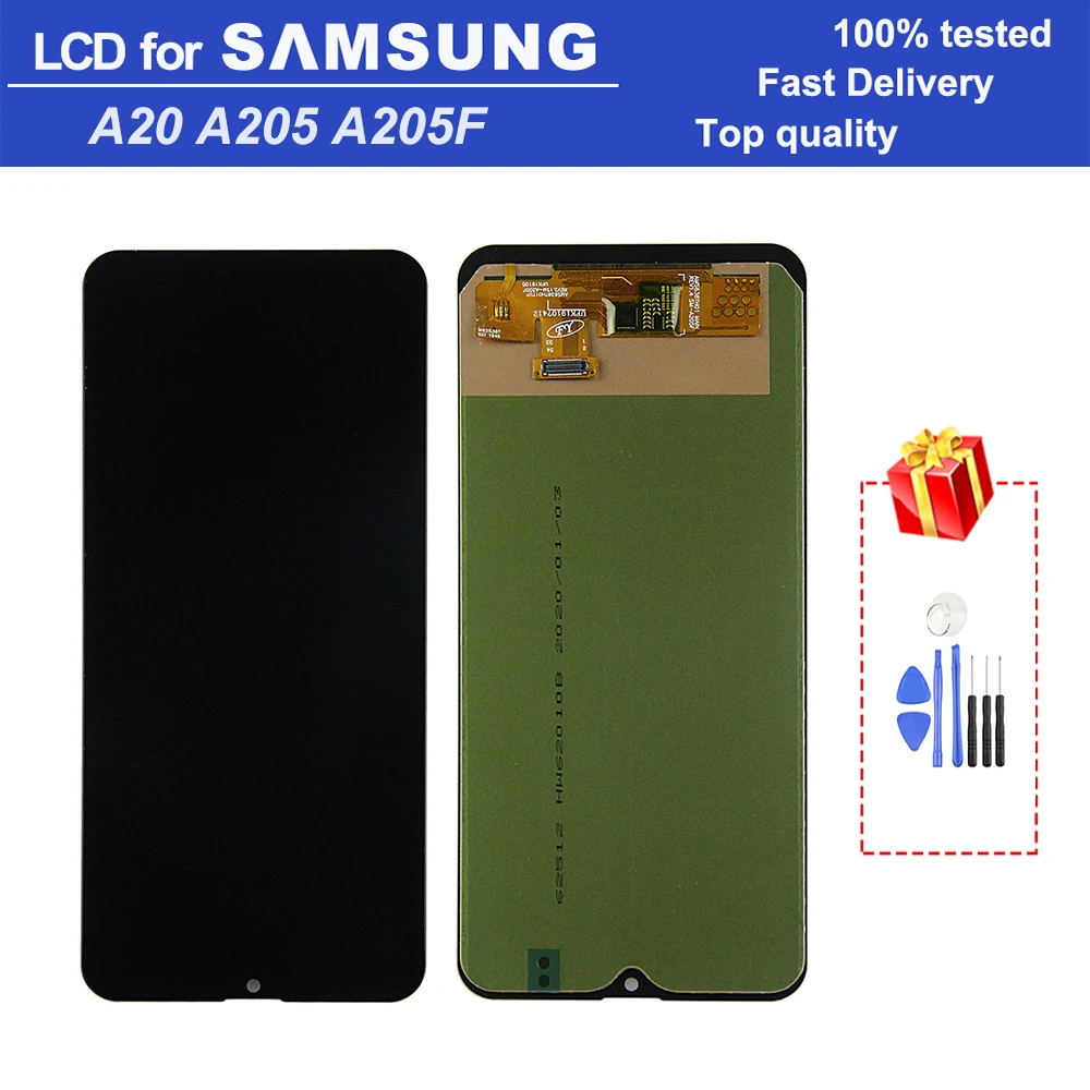 

100% Test 6.4'' AAA quality A205 LCD screen for Samsung Galaxy A20 A205 A205F A205M LCD touch screen digital assembly