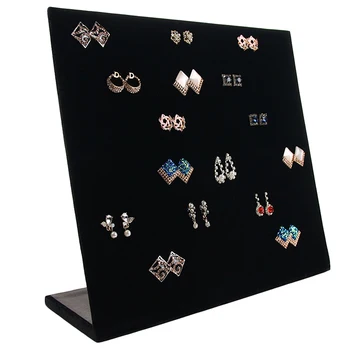 

Flannel Jewelry Box Jewelry Display Earrings Stud Necklace Pendant Storage Showcase Black Rack Case Board Large L Earring Plate