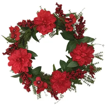 

Artificial Flowers Dahlia Wreath Spring Wreath Outdoor for Front Door