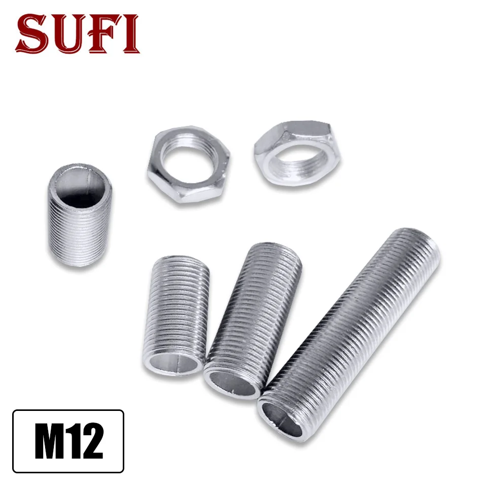 5pcs M12*1 Hollow Screw Full Tube Screw Nut Galvanized Table Lamp Chandelier Floor Light Bedside Lamp DIY Lighting Fixture table lamp led lamp accessories ceiling pendant light