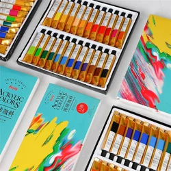 Acrylic Paints Professional Brush Set 12ml Tubes Artist Drawing Painting Pigment