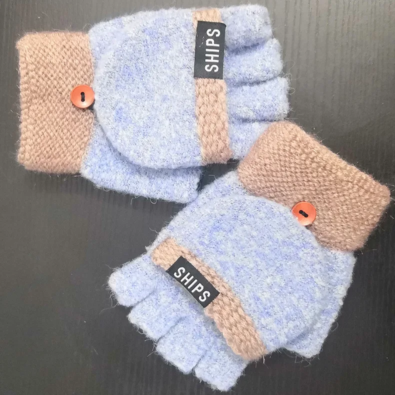 ZZ31 blue Мужские и женские перчатки, зимние теплые мягкие корейские студенческие перчатки для верховой езды, вязаные шерстяные перчатки для влюбленных - Цвет: ZZ31 blue