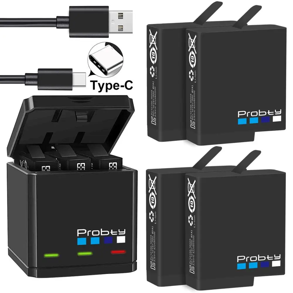 Original probty for GoPro Hero 7 hero 6 hero 5 Black Battery or Triple Charger for Go Pro Hero7 6 hero5 Black camera battery-1
