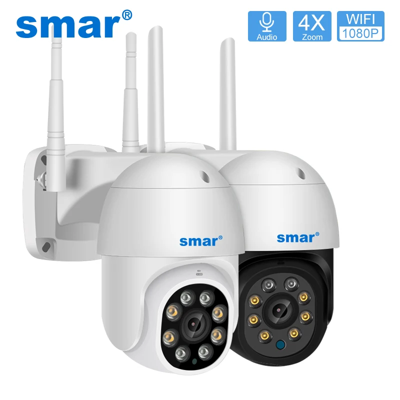IP-камера видеонаблюдения Smar 1080P PTZ Wi-Fi 4-кратный зум ии датчик обнаружения человека