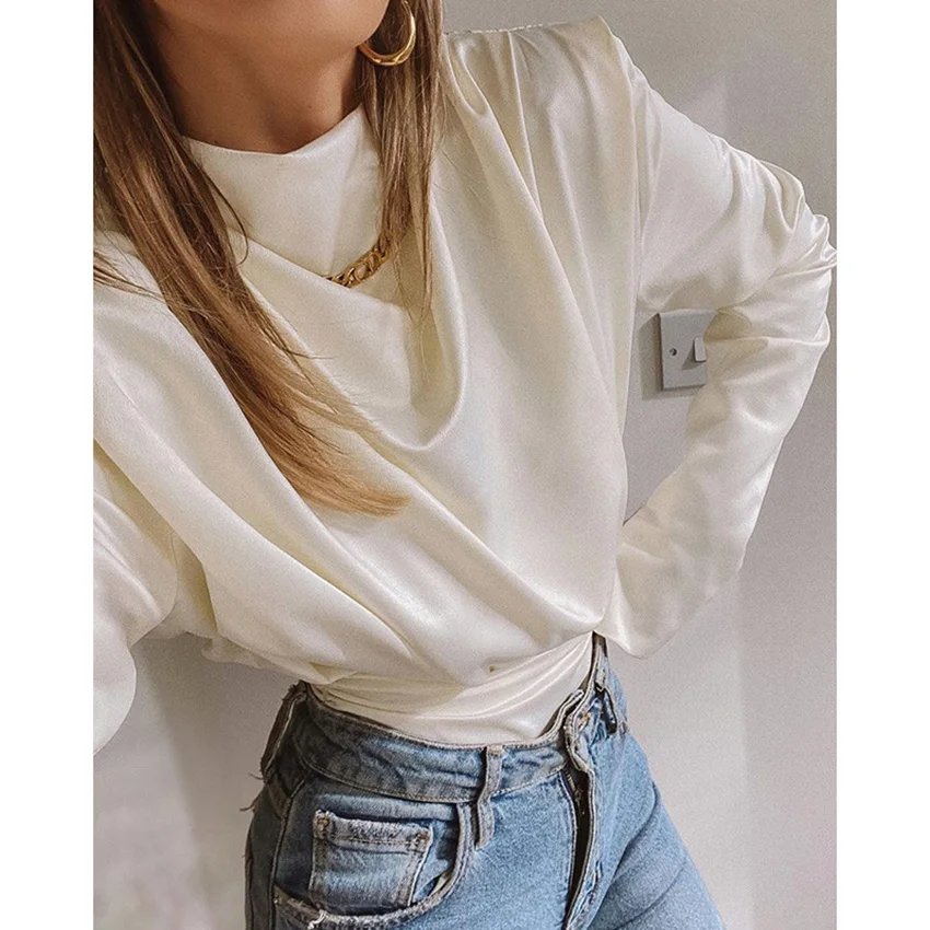 

New Sexy Hollow Out Solid Color Jumpsuit Women Turtleneck Pleated Long-sleeved Stain Floral Halter Female Cloth 2020 Womenswear
