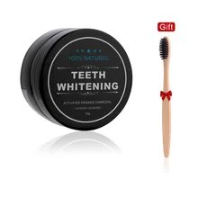 С бесплатным подарком Натуральный Бамбуковый порошок антибактериальное отбеливание зубов активированный кокосовый уголь удаление пятен Зубная паста