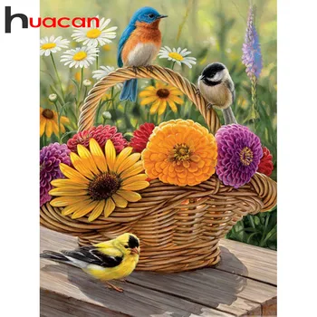 

Huacan Full Diamond Embroidery Complete Kit Flower Bird Diamond Painting Landscape Decor Diamond Art New Arrival Accessories