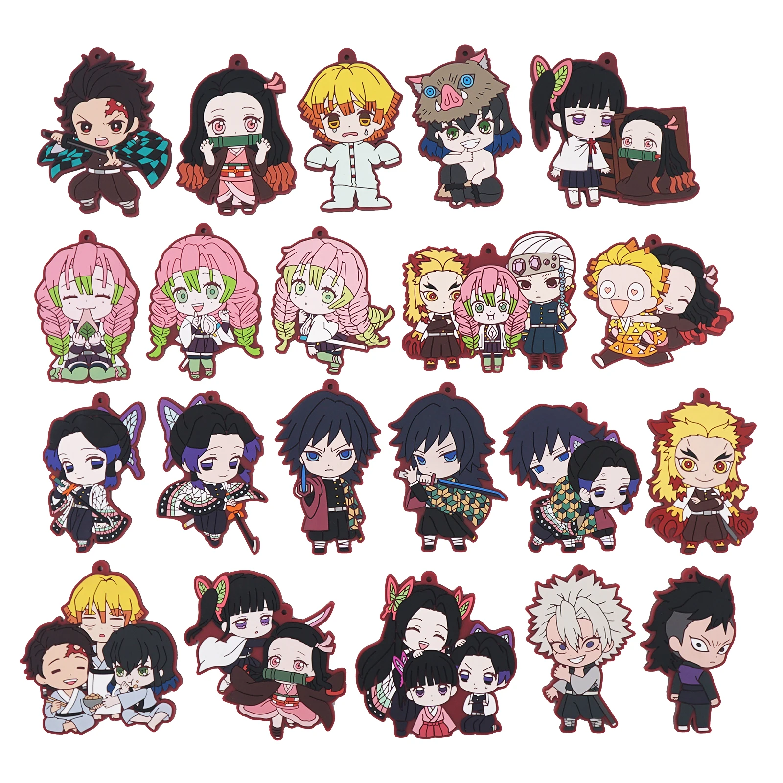 Demon Slayer Kimetsu no Yaiba Anime Kamado Tanjirou Nezuko Agatsuma Zenitsu Tokitou Muichirou Iguro Obanai Rubber Keychain | Украшения и