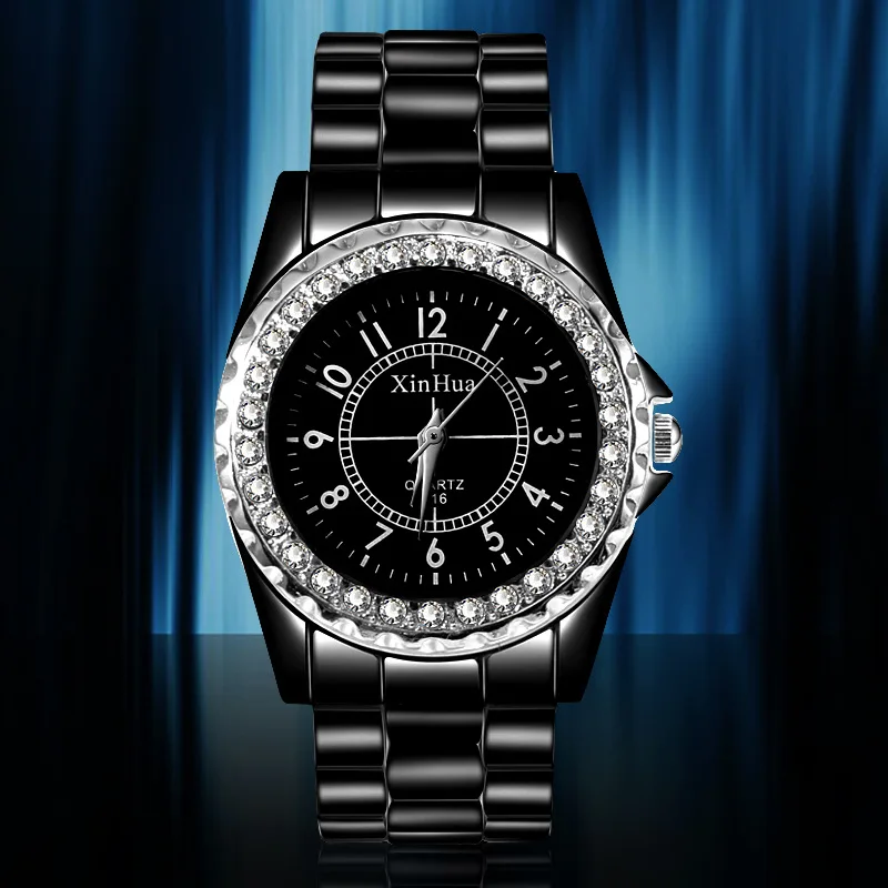 Женские черные часы роскошный браслет с кристаллами женские часы relogio feminino женские часы reloj mujer montre femme белый