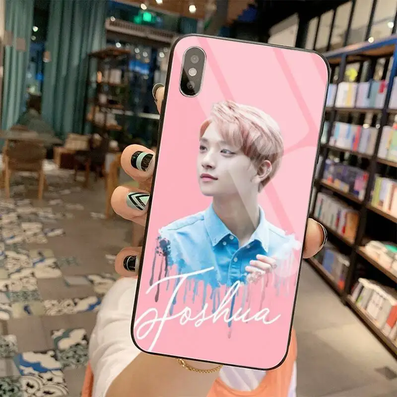 Seventeen JUN DK JOSHUA Soft Silicone TPU Phone Cover Tempered Glass For iPhone 11 Pro XR XS MAX 8 X 7 6S 6 Plus SE 2020 case off white phone case