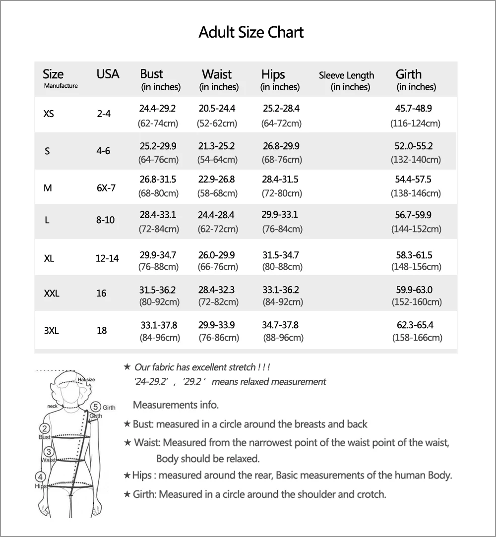 AE adult size chart