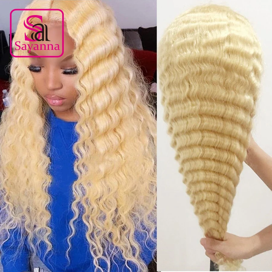 613 Honey Blonde 13x6 Lace Frontal Human Hair Wigs Brazilian Deep Wave Wigs Middle Part Lace Front Wig Hair Wig Remy Pre Plucked