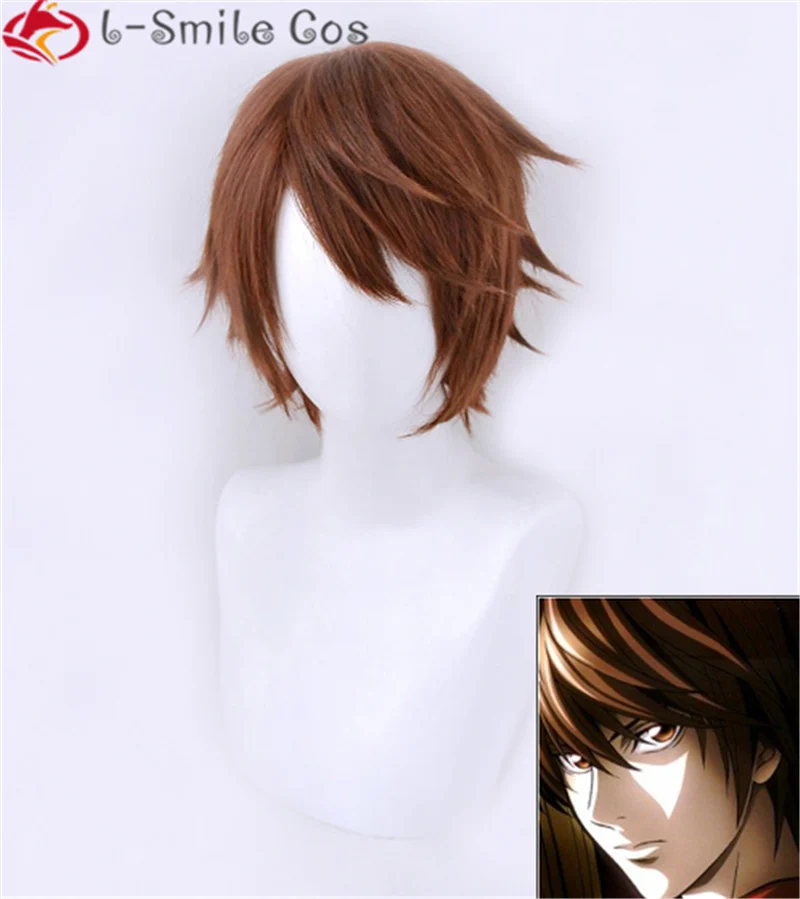 Парик Yagami Light Cos из аниме Death Note термостойкие короткие коричневые волосы для