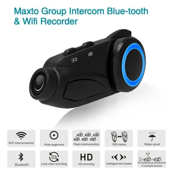 

1000m Waterproof Group 6 Riders Bluetooth Intercom Motorcycle Helmet Intercom HD 1080P Camera for Video Recording