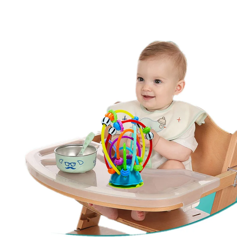  Baby Colorful Beads Chair Dining Table Cart Toy Dining Table Sucker Creative Stroller Feed Toys Rou