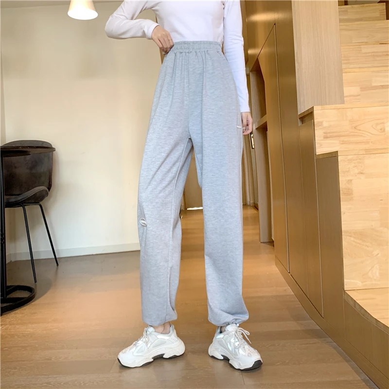 corduroy pants Shellsuning Autumn Winter 2021 Women's Trousers Pants Three-color Elastic Waist Women's Wide-leg Loose-fitting Casual Pants crop pants for women