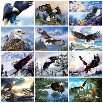 

HUACAN Diamond Painting Eagle Cross Stitch Rhinestones 5D Diamond Embroidery Animal Handmade Gift Home Decor