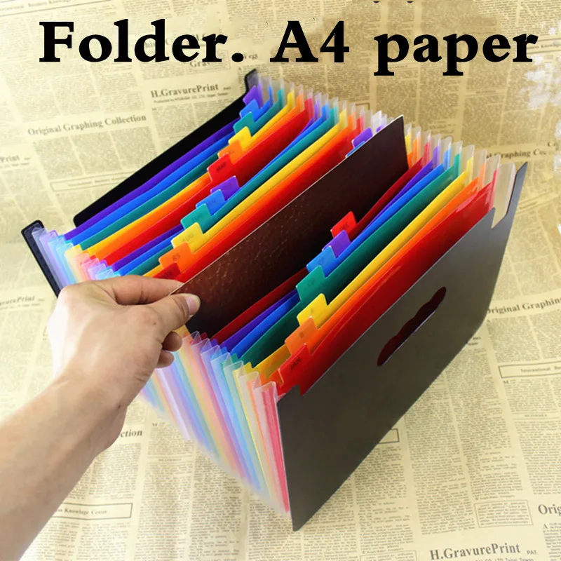 A4 Document Standing Accordions Pockets Expanding File Folder Waterproof Organizer Bag Business Office Stationery 24 48 Layers file folder,file bag,stationary organizer pouch