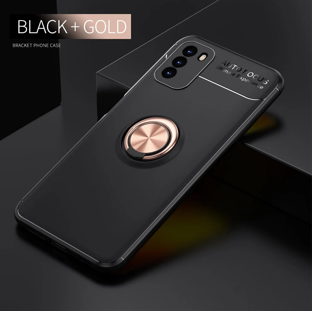 KEYSION Shockproof Case For Xiaomi POCO M3 M2 Pro F2 Pro C3 Soft Silicone Metal Ring Stand Phone back cover for POCO X3 NFC xiaomi leather case color