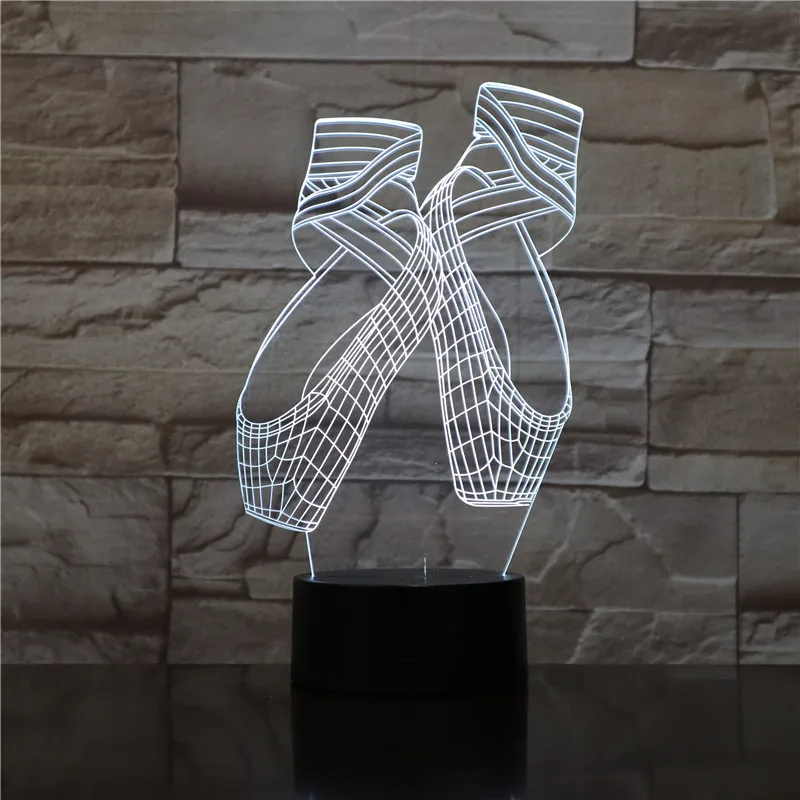 Креативный 3D Led 7 цветов Изменение Usb балетная обувь Ночная лампа с кнопкой настольная лампа детская спальня домашний декор Освещение 1827