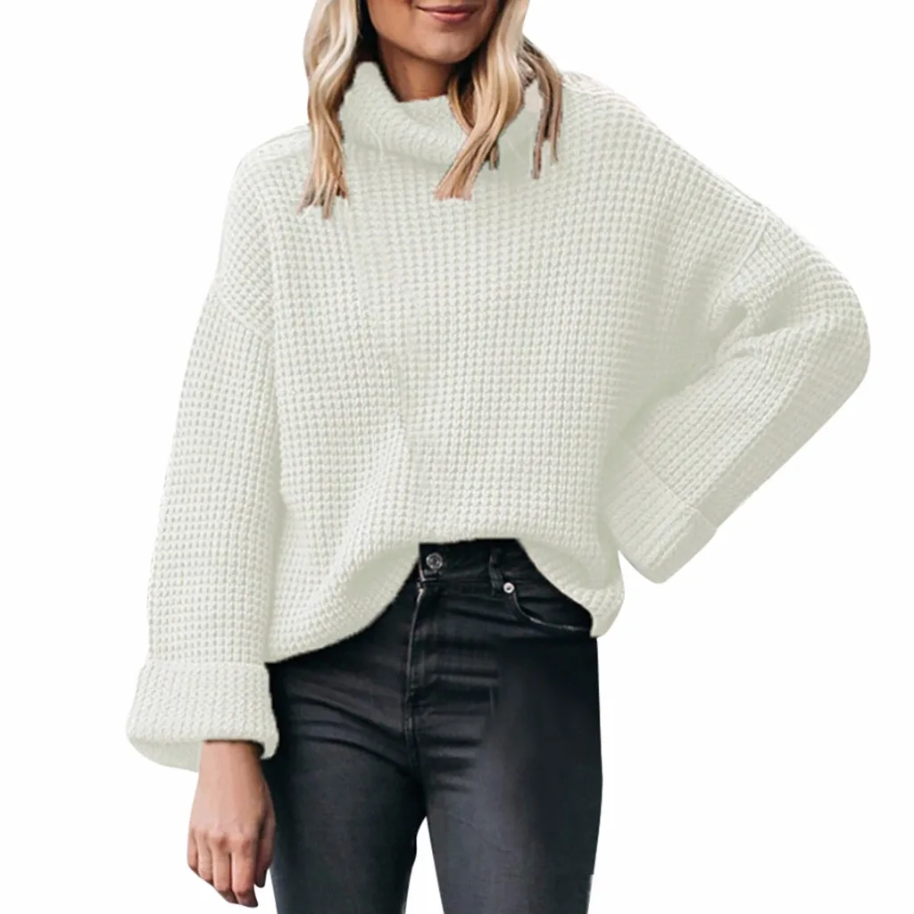 Jaycosin зимний свитер для женщин водолазка негабаритных толстых игл с высоким воротником пуловер теплый зимний топ pull femme одежда 10 - Цвет: WH